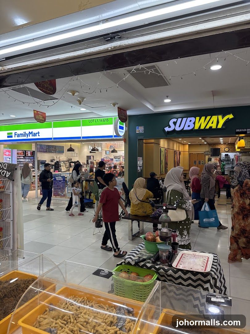 Mall interior with Subway and FamilyMart