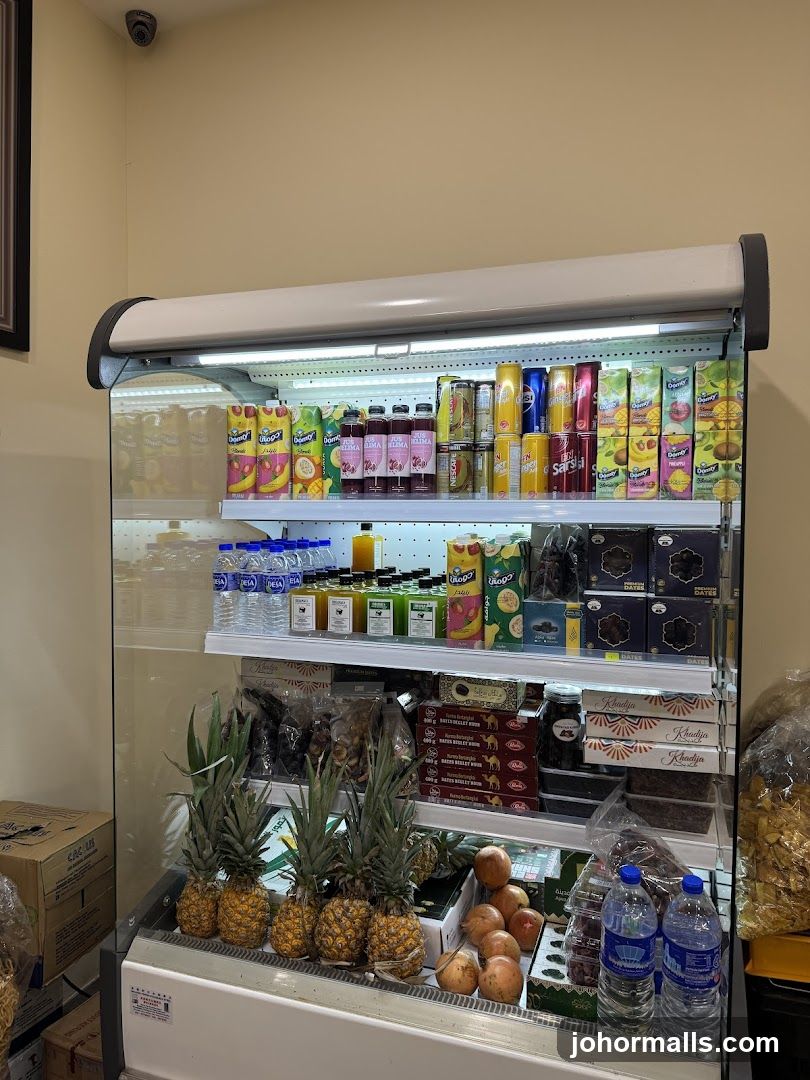 Refrigerated Display Case with Drinks and Produce