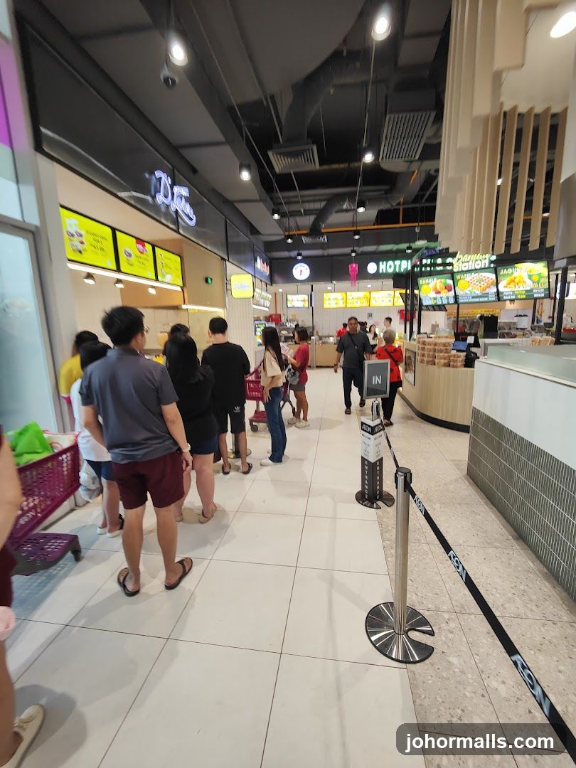 Food court with a queue