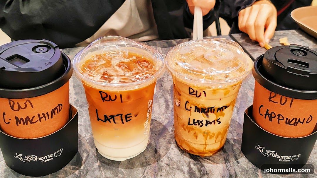 Four iced coffee drinks