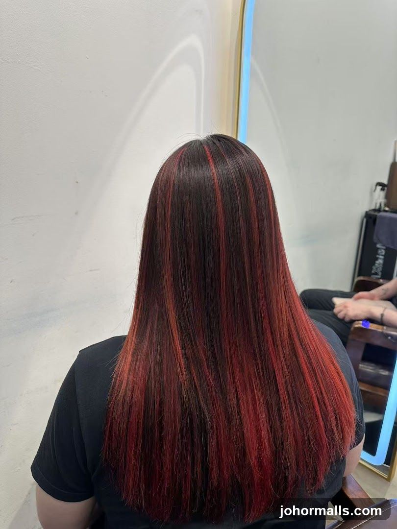 Woman with Red Streaks in Hair