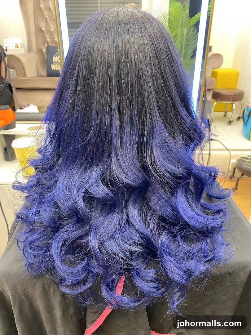 Woman with Ombre Blue Hair