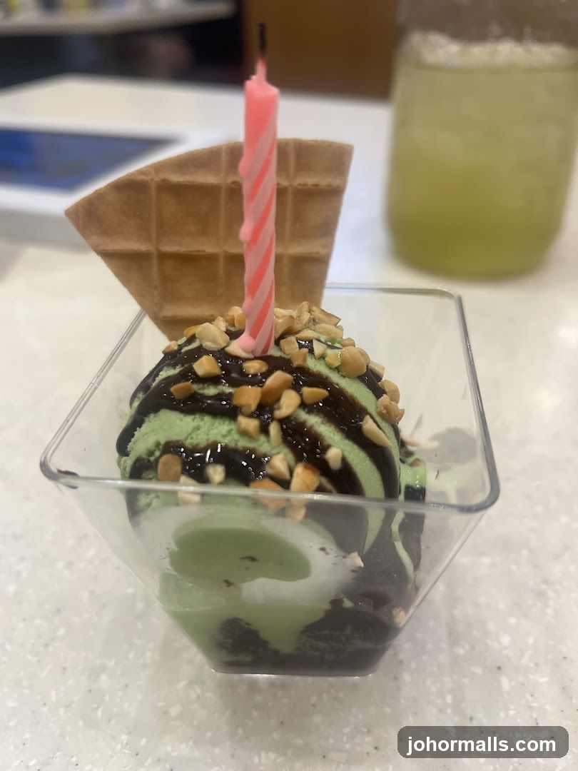 Ice Cream Dessert with Candle