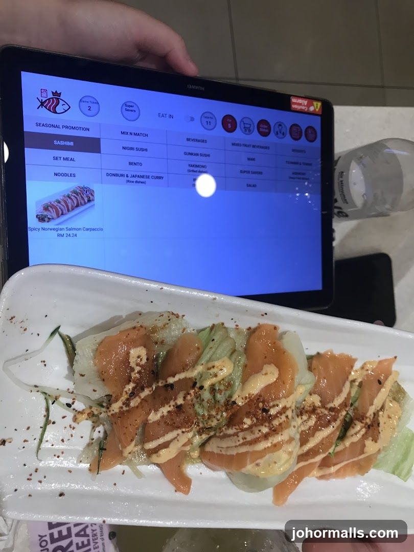 Digital Menu with Salmon Dish