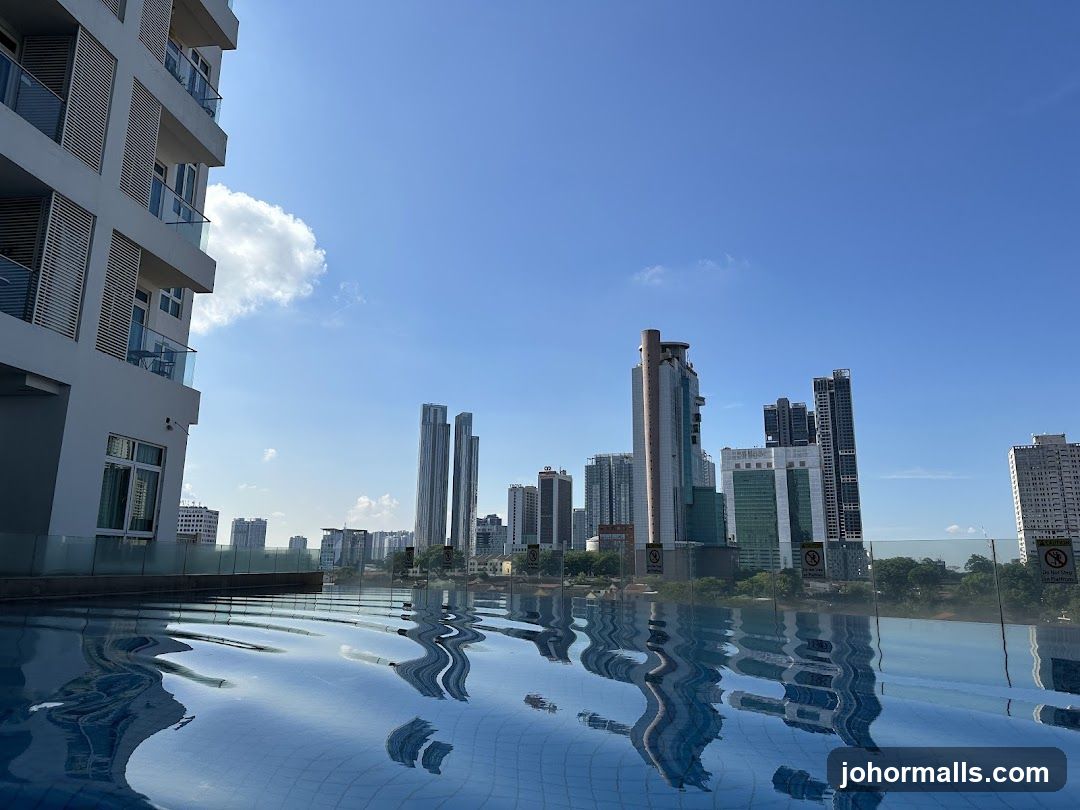 Infinity Pool Overlooking City Skyline