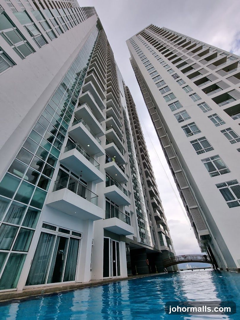 Modern High-Rise Buildings with Swimming Pool