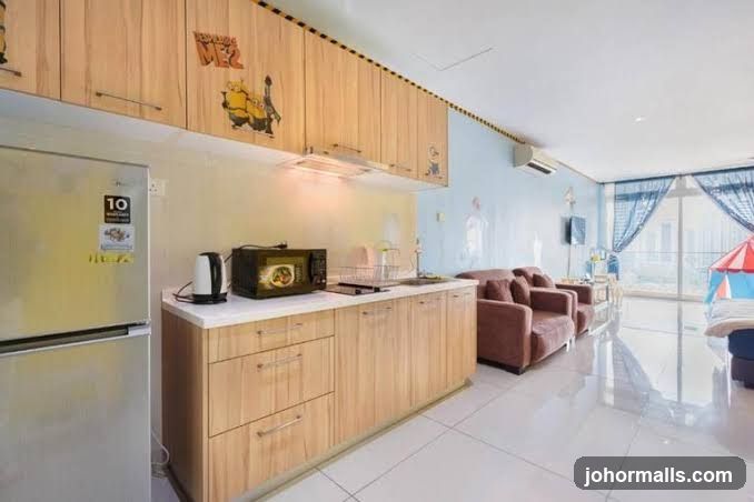 Modern Studio Apartment Kitchenette and Living Area
