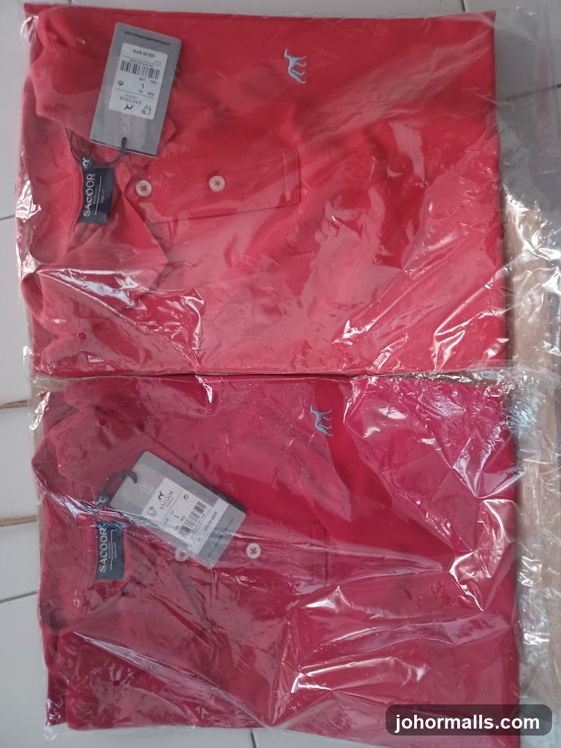 Two red polo shirts