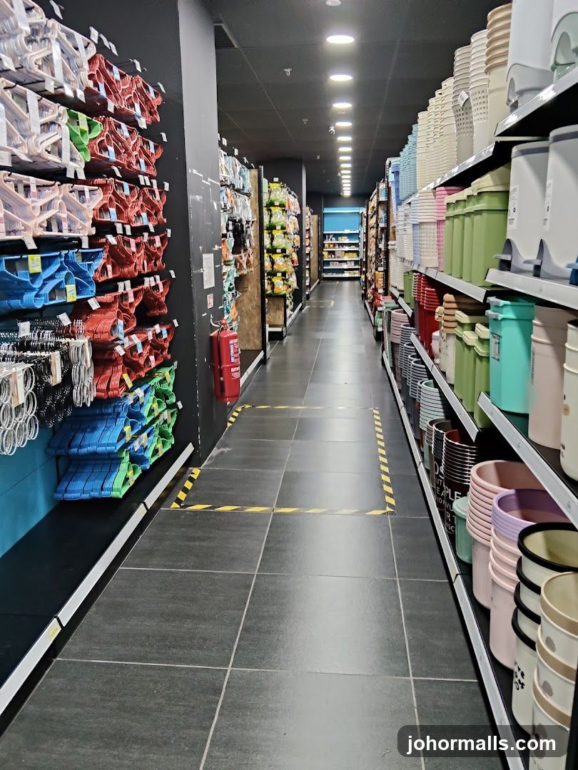 Aisle in a store with household items