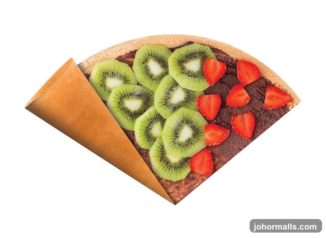 Crepe with Nutella, Kiwi, and Strawberries