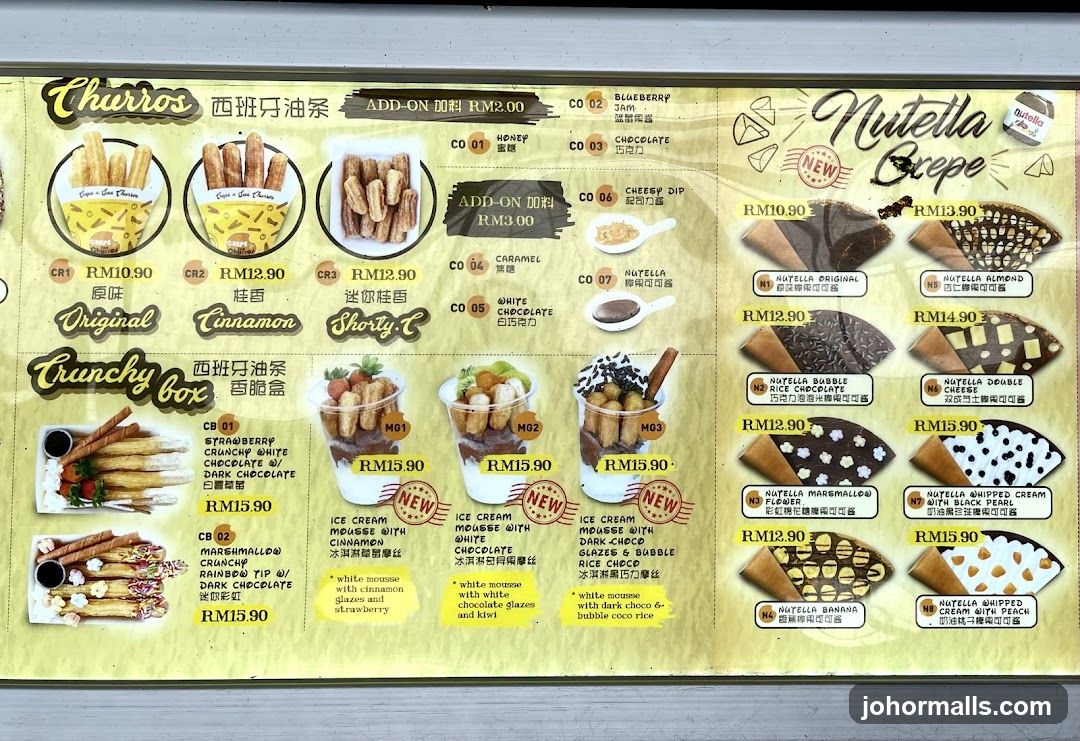 Churros & Nutella Crepe Menu