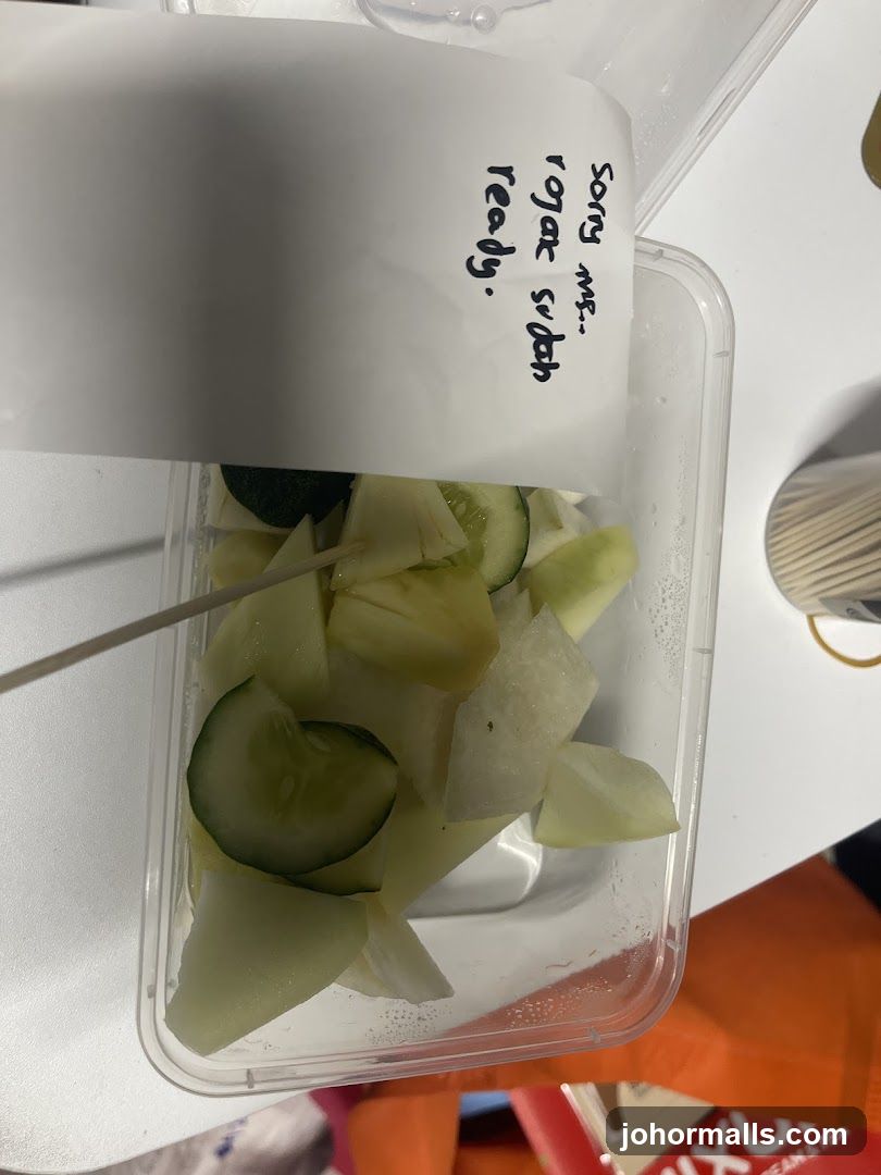Food container with handwritten note