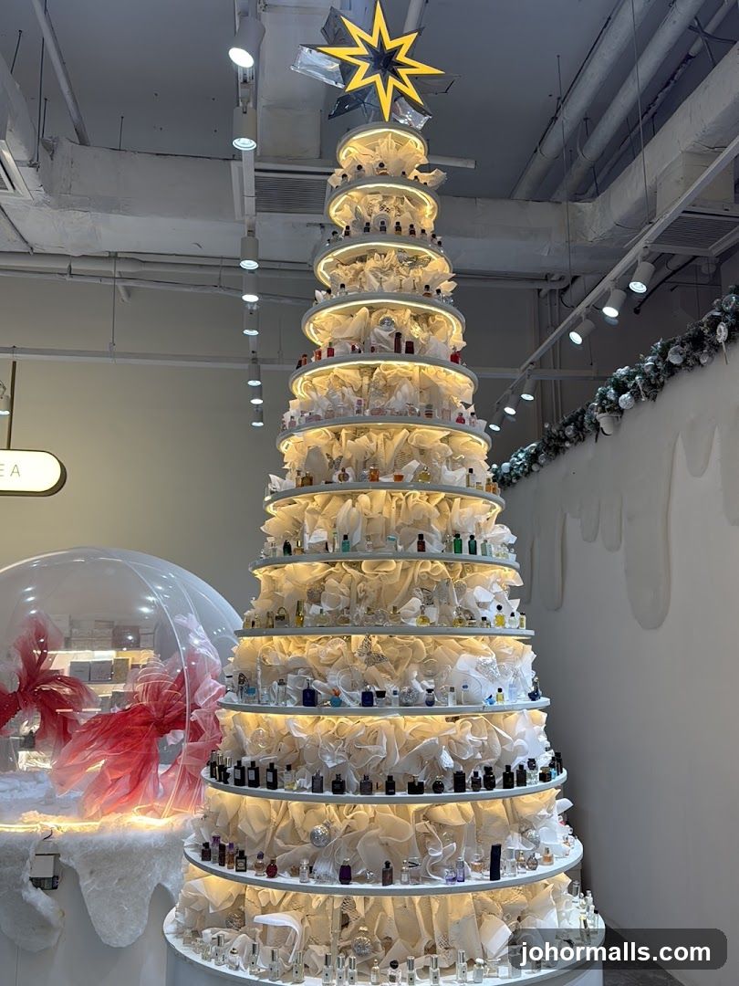 Christmas Tree Display with Perfume Bottles