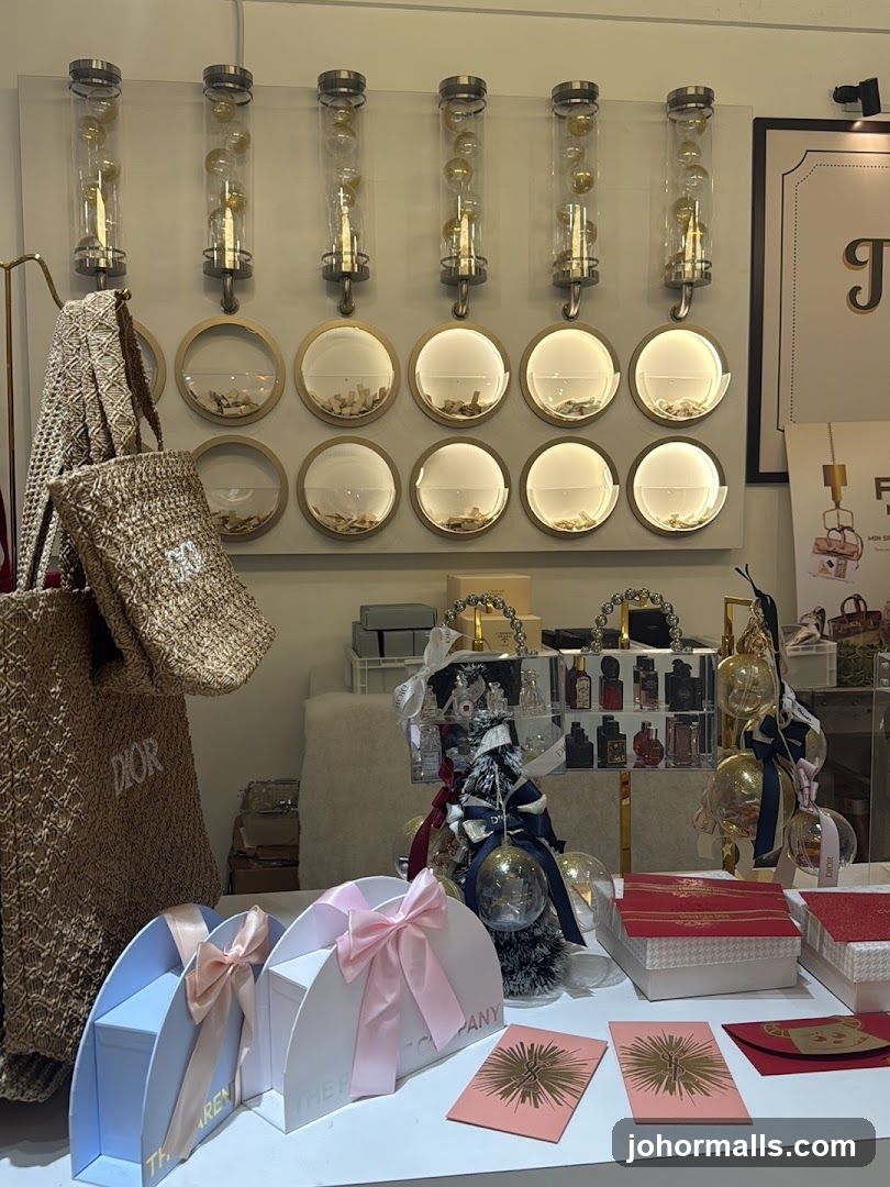Christmas Display with Designer Bags and Gift Boxes