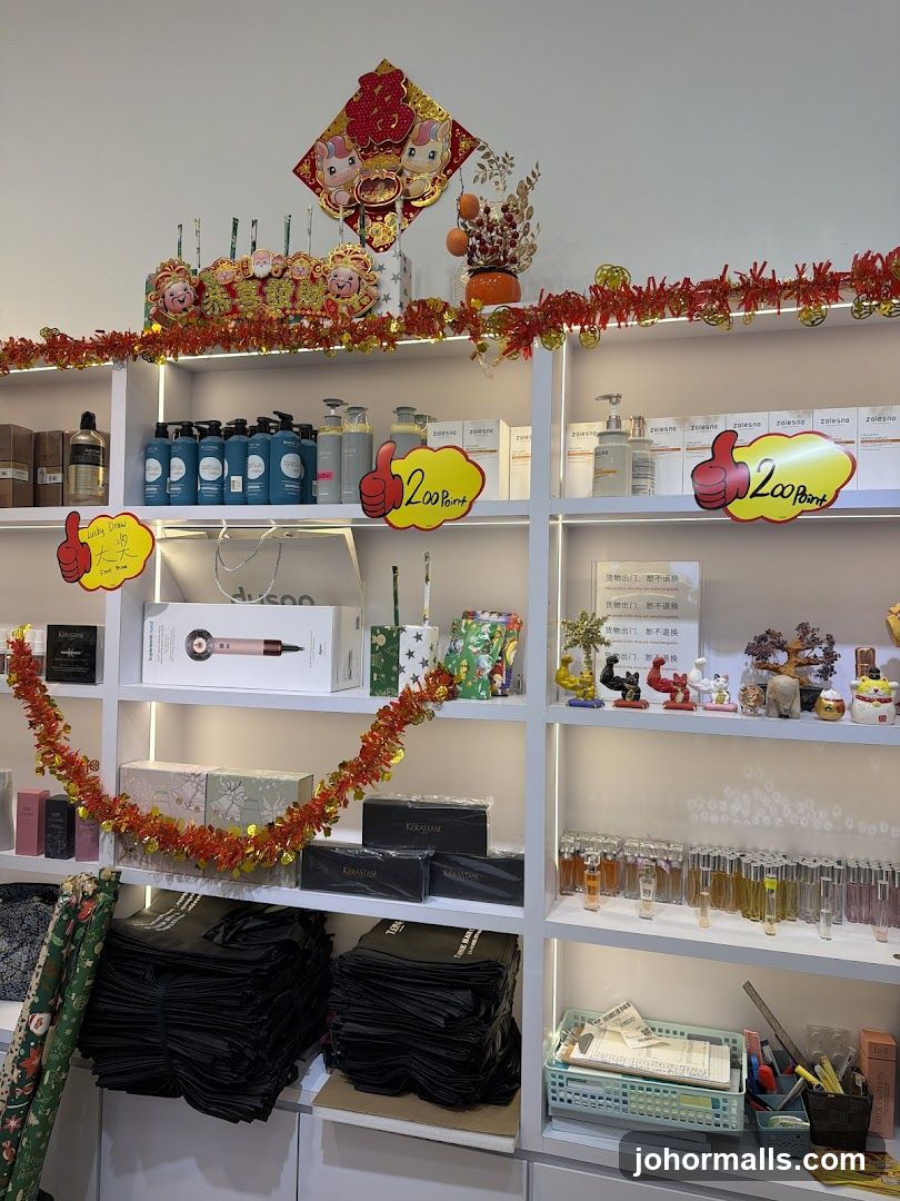 Store Shelves with Products and Decorations