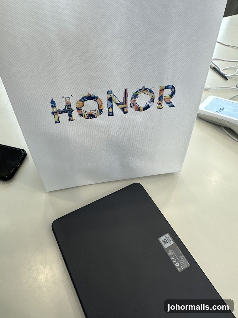 Honor branded bag and tablet