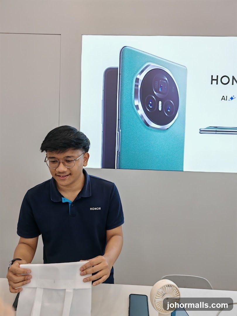 Salesperson with Honor Phone Display