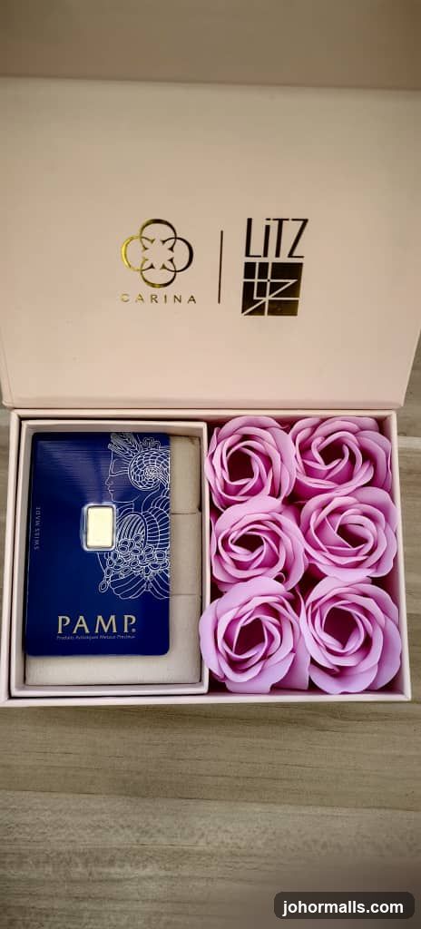 Gift Box with Gold Bar and Soap Roses