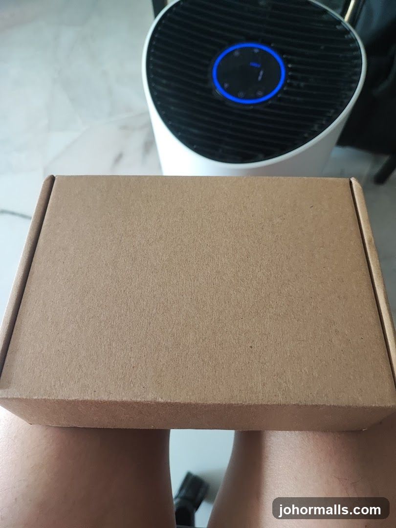 Cardboard box in front of air purifier