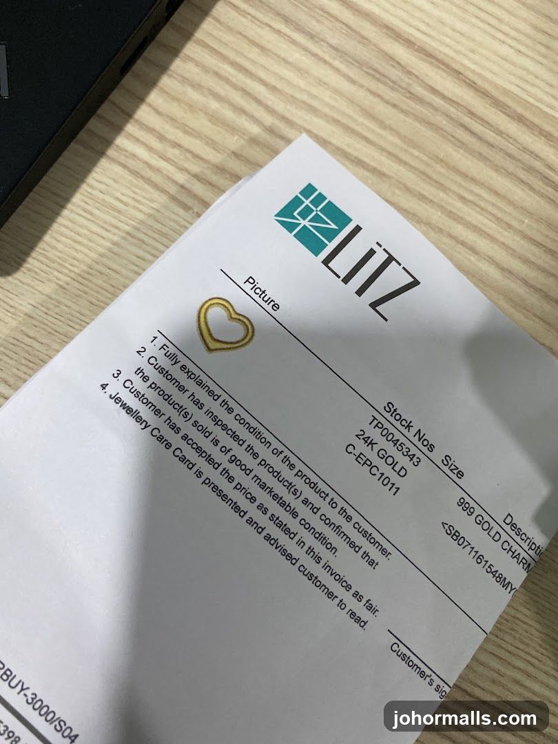 Invoice with Jewelry Details