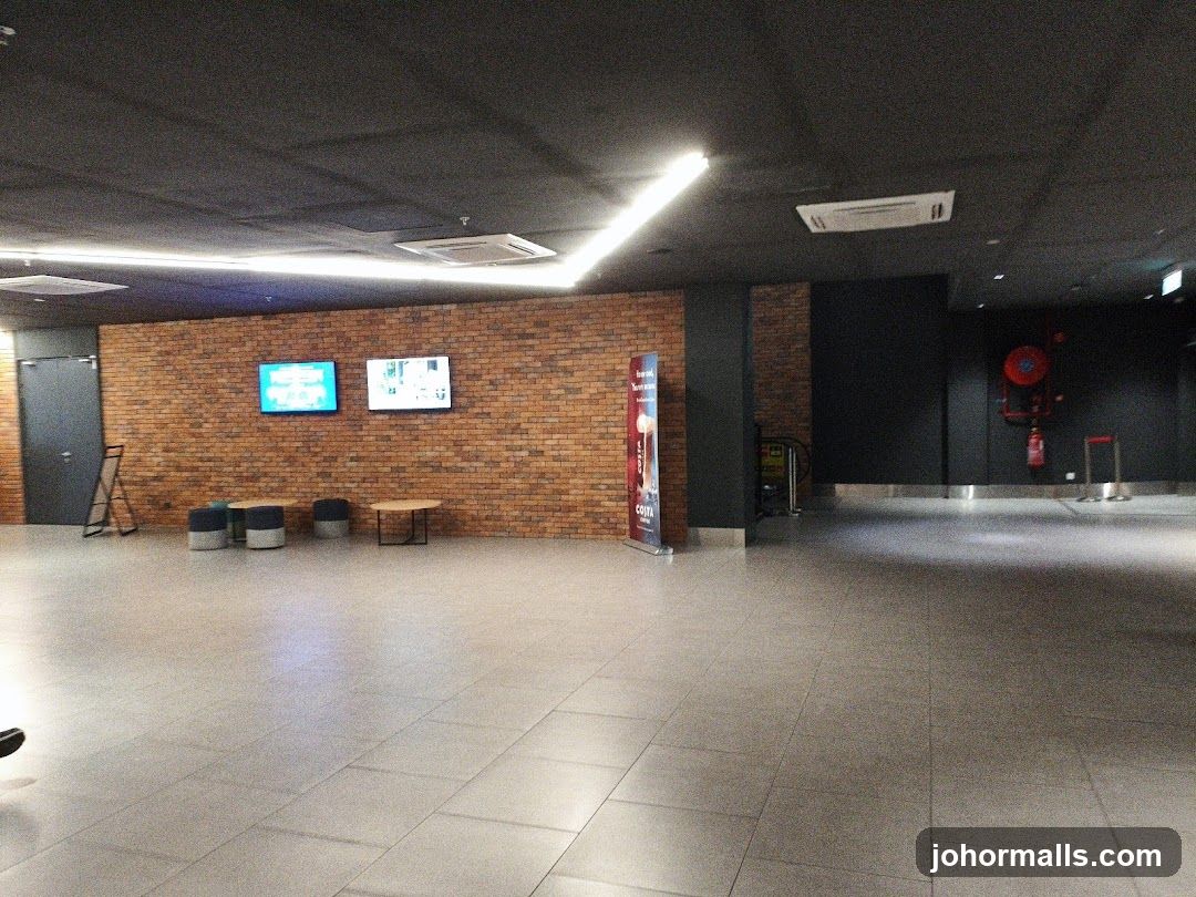 Modern Interior with Brick Wall and Digital Screens