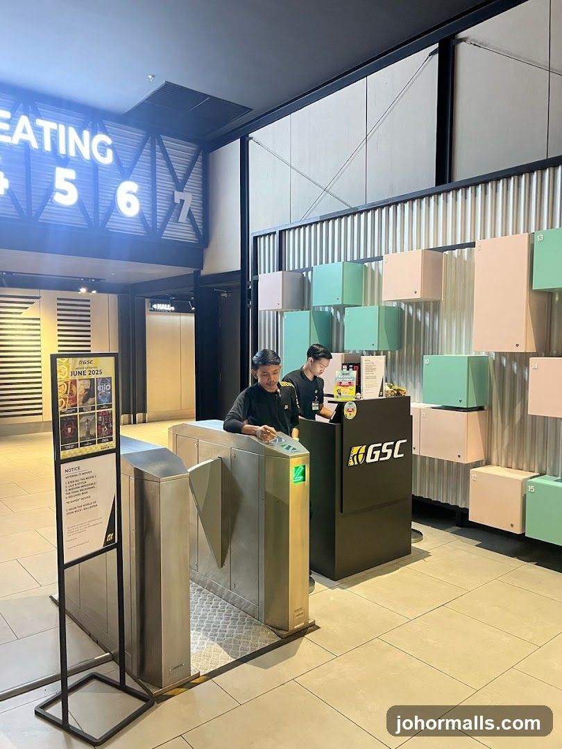 Cinema Entrance with Turnstiles and Staff