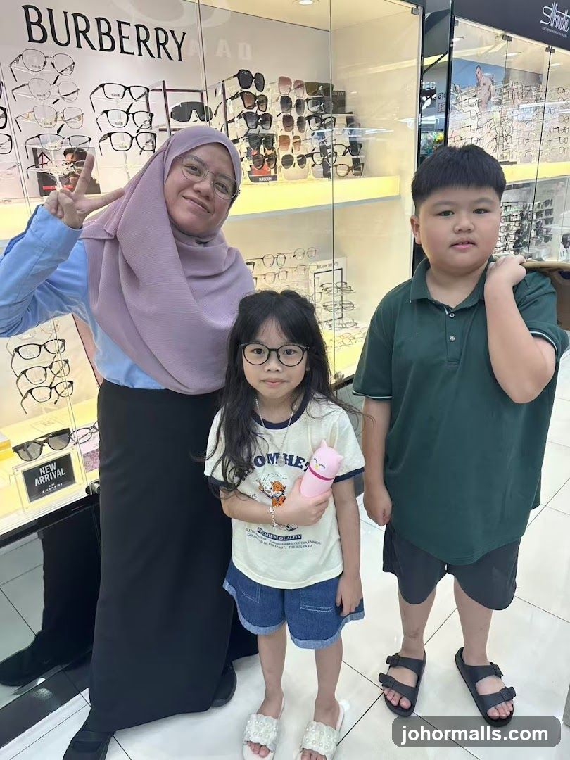 Family Posing in Eyewear Store