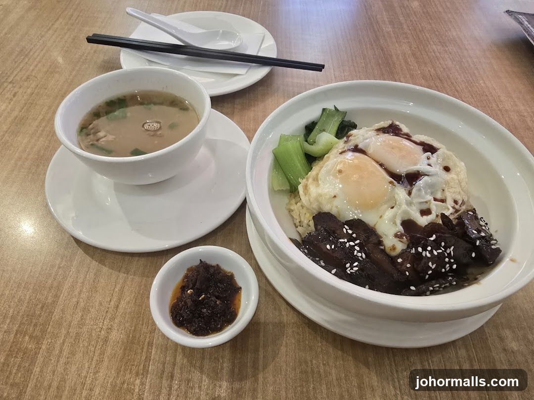 Rice dish with eggs and meat