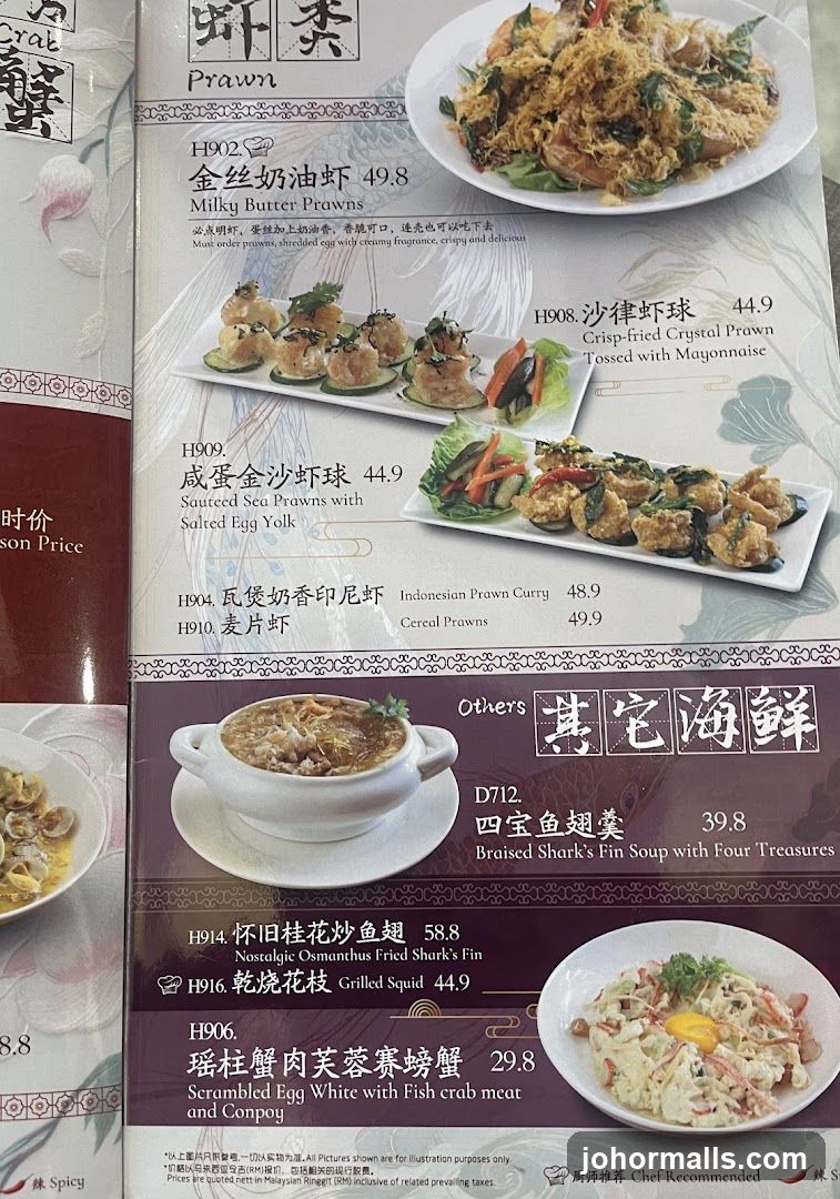 Prawn Menu