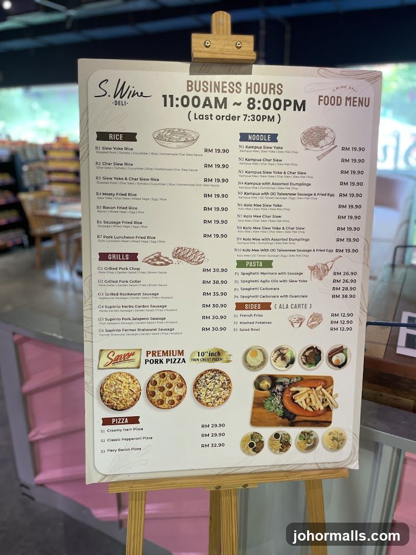 S. Wine Deli Food Menu
