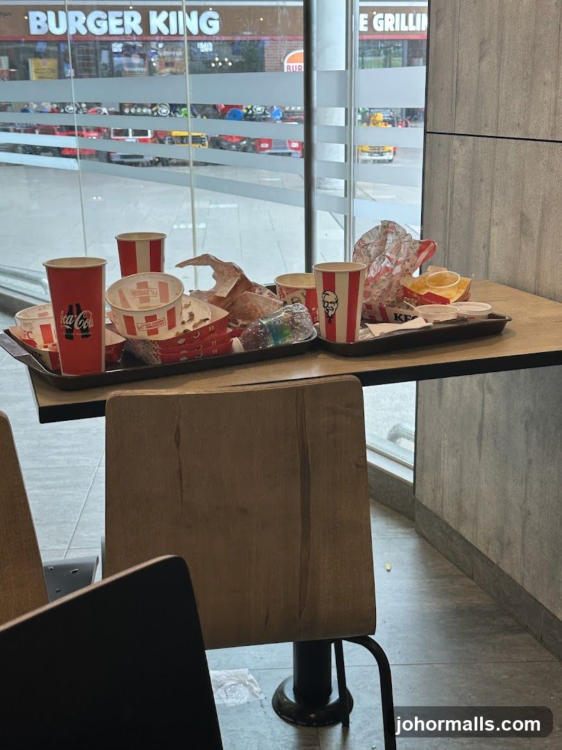 Messy Table at Fast Food Restaurant