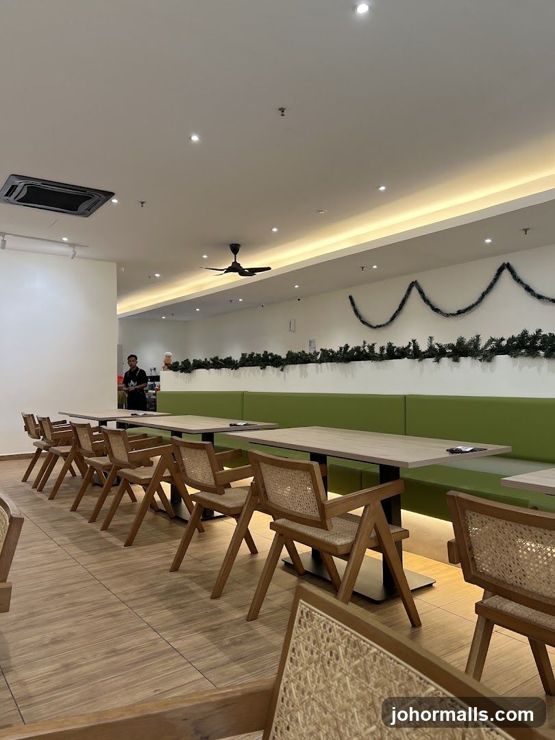 Restaurant Interior with Christmas Decorations