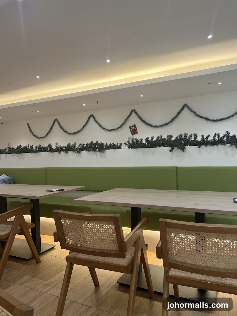 Restaurant Interior with Christmas Decorations