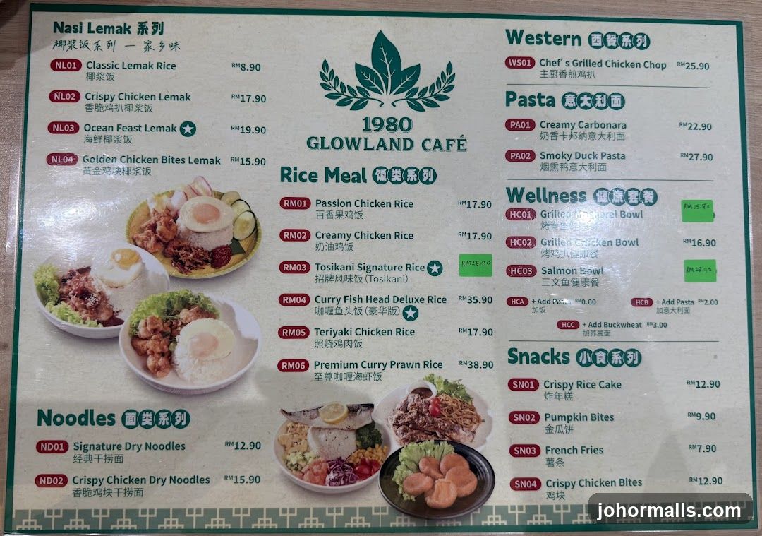 1980 GLOWLAND CAFÉ Menu