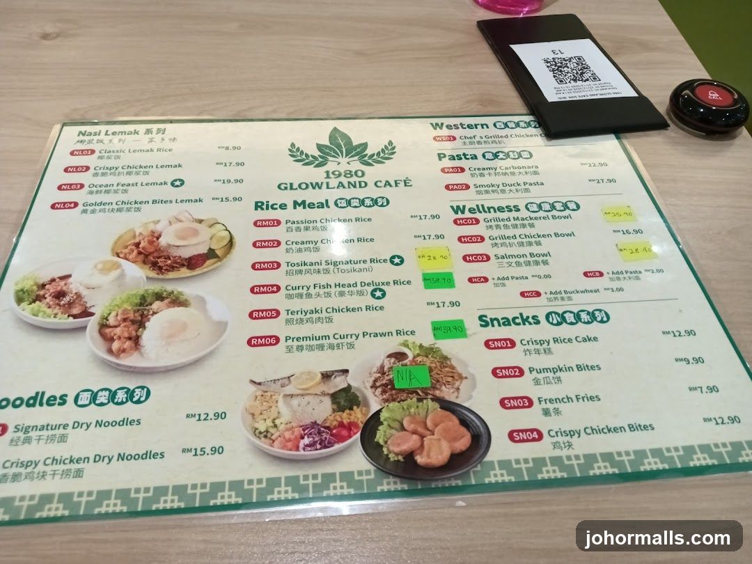 1980 GLOWLAND CAFÉ Menu
