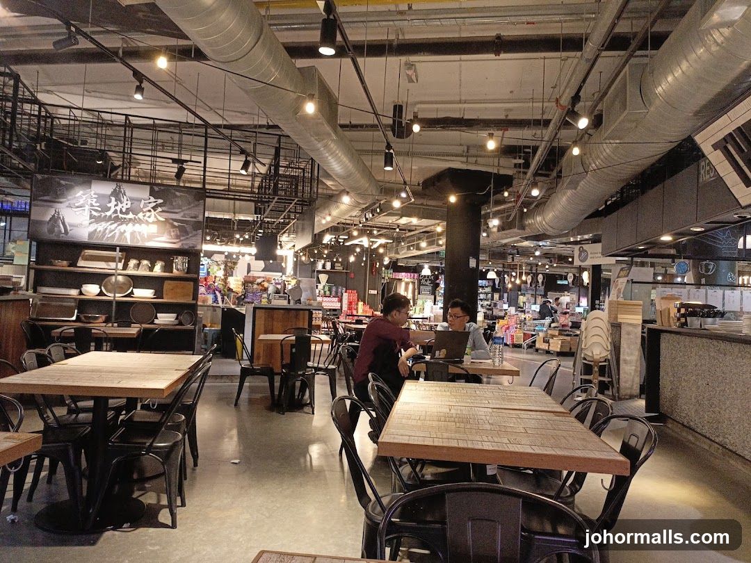 Interior of a modern cafe with industrial design elements