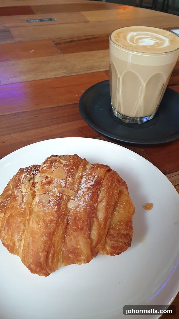 Almond Croissant and Latte