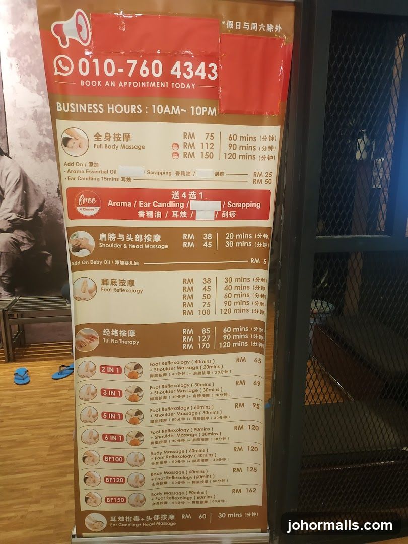 Massage Menu