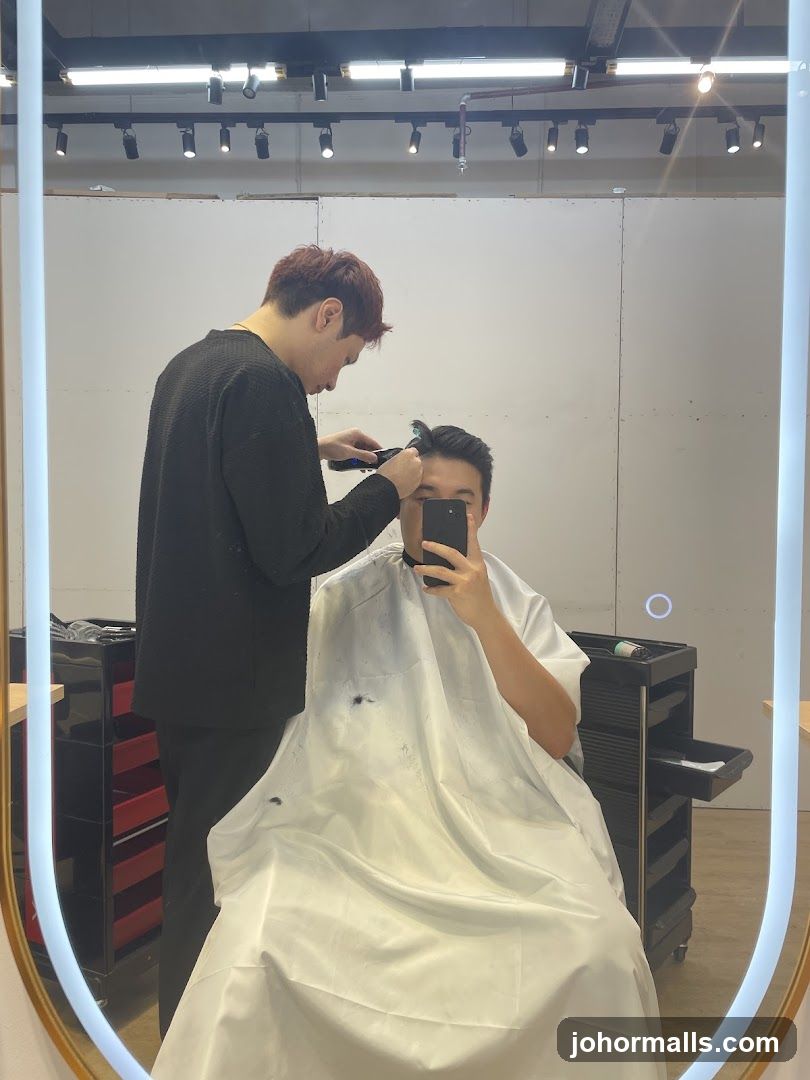 Haircut in progress