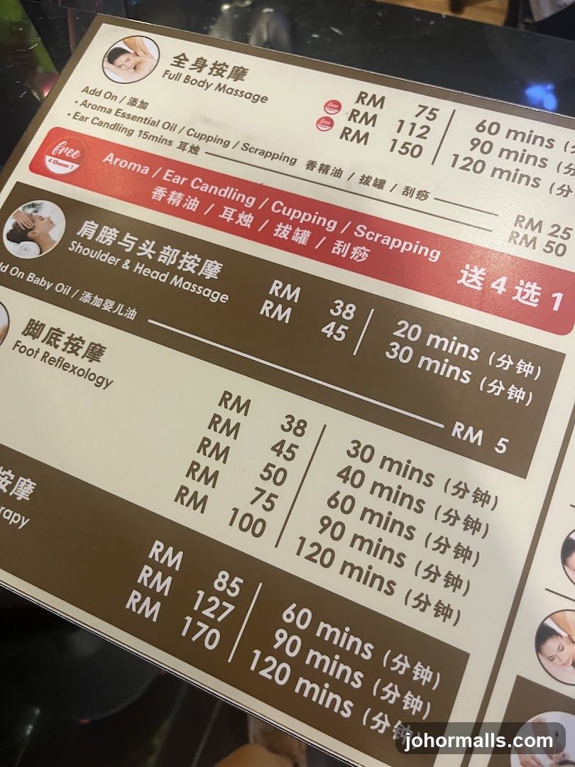 Massage Menu