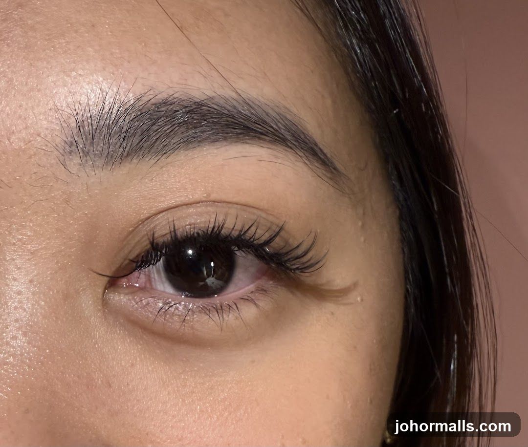 Close-up of an eye with dramatic eyelashes