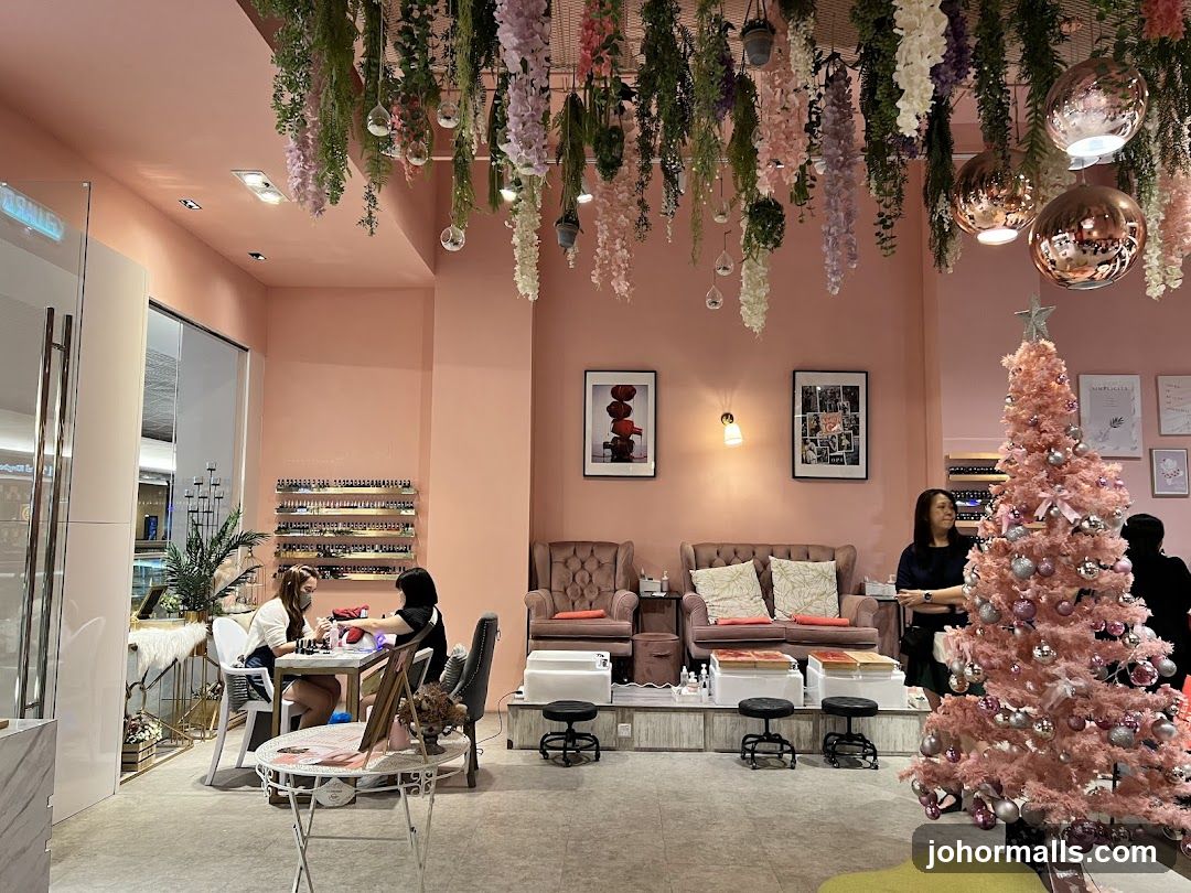Nail Salon Interior with Christmas Decorations