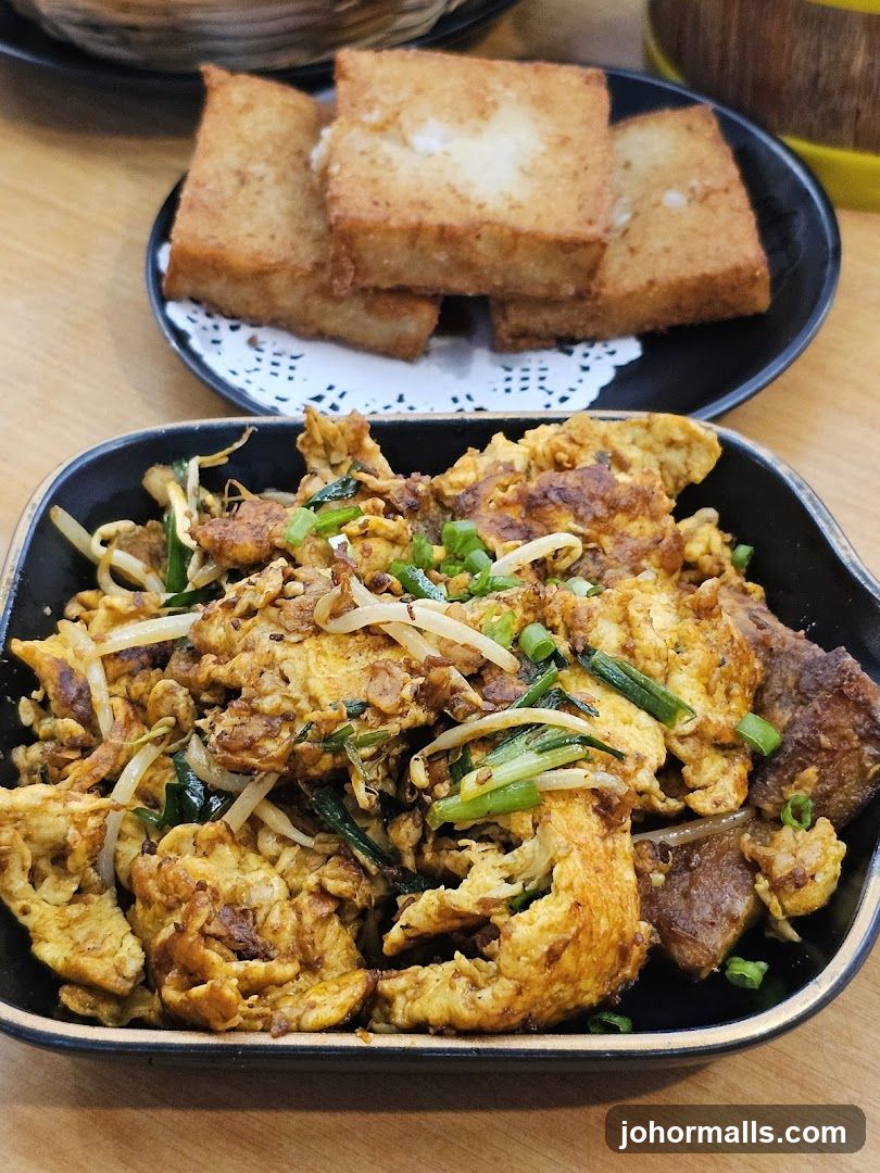 Scrambled Eggs with Bean Sprouts and Fried Turnip Cake