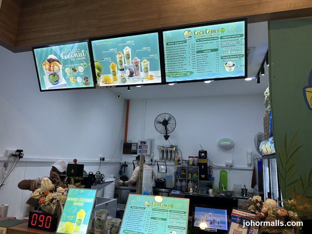 Coconut Ice Cream and Shakes Menu