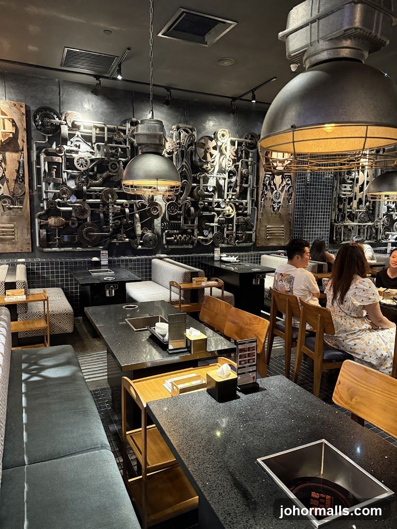 Industrial-themed restaurant interior