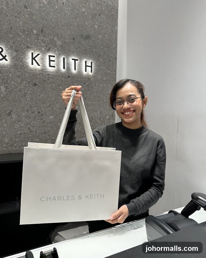 Woman holding a Charles & Keith shopping bag