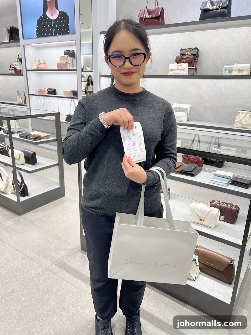 Woman Holding Receipt and Shopping Bag in Store
