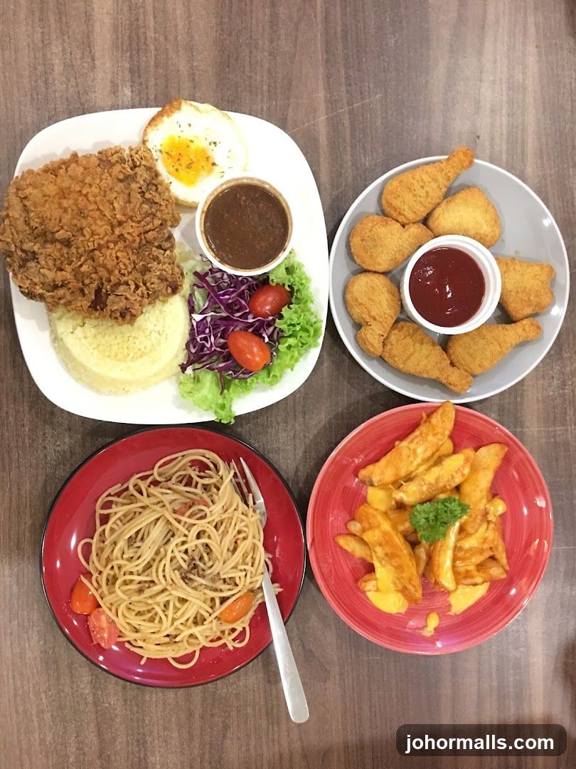 Four Plates of Food