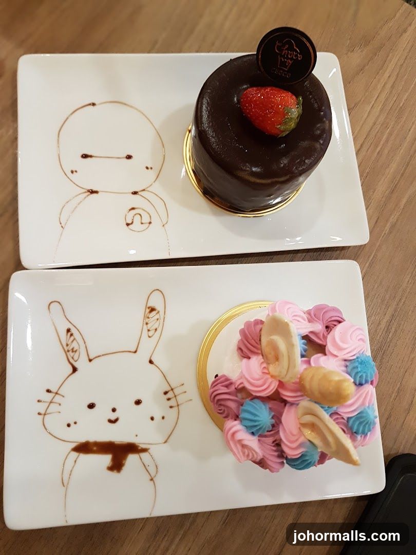 Desserts with Artistic Chocolate Doodles
