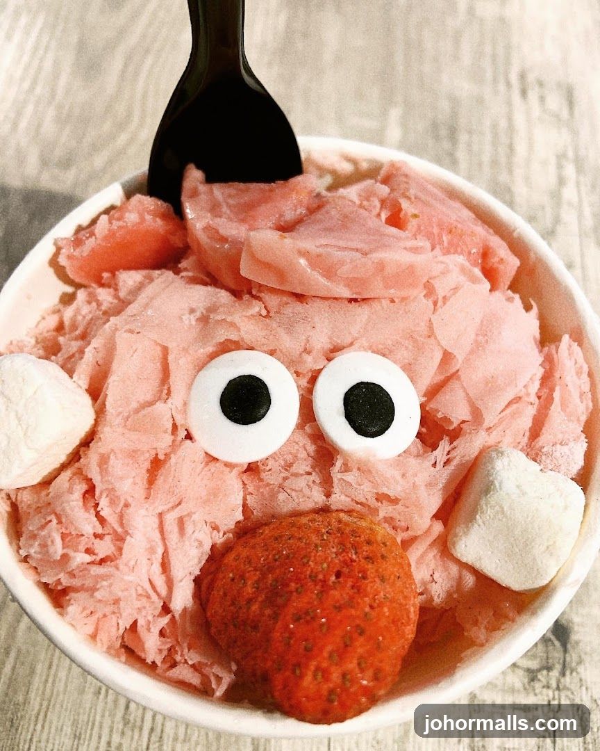 Pink Shaved Ice Dessert